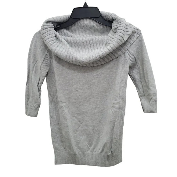 Express Women's Light Gray Large Fold Over Tunnel Neck 3/4 Sleeve Sweater XS - Picture 1 of 7